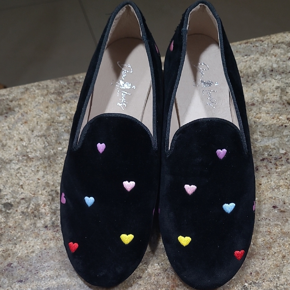 Don Louis Black Velvet Colored Hearts Flats Size EU37 / US 5